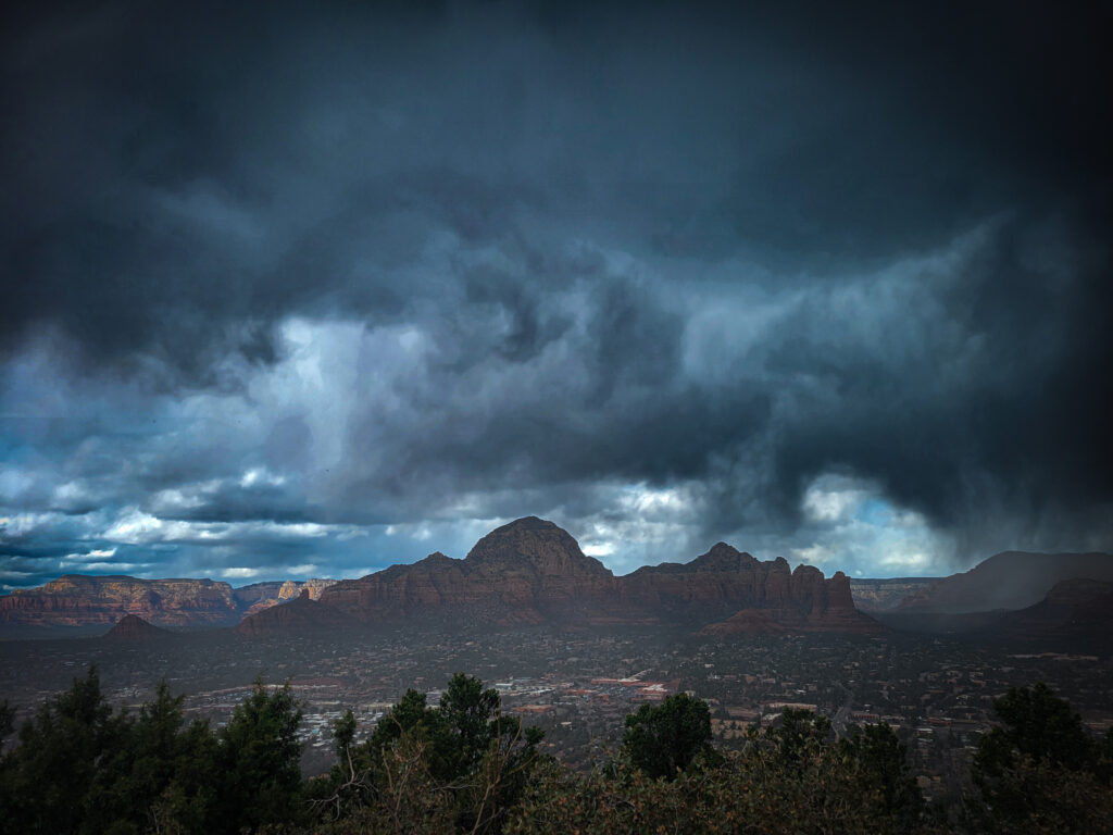 A stormy Sedona view from Airport Mesa.