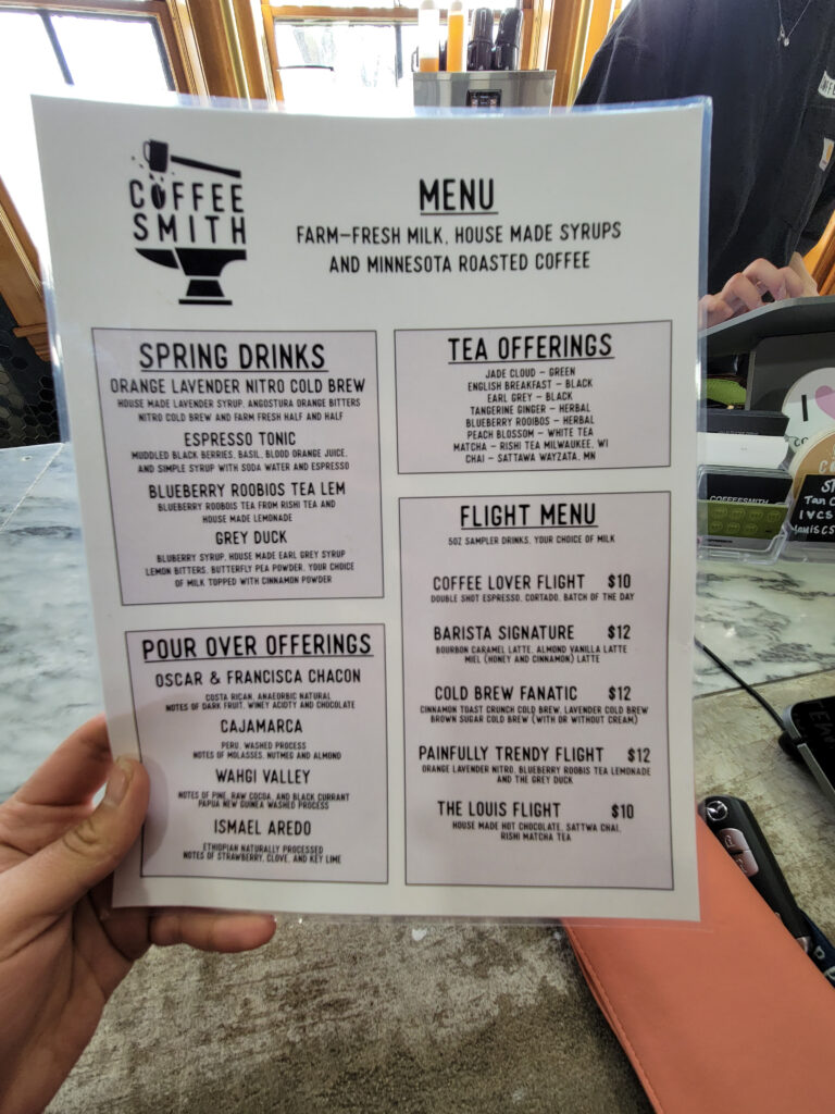 Coffeesmith menu